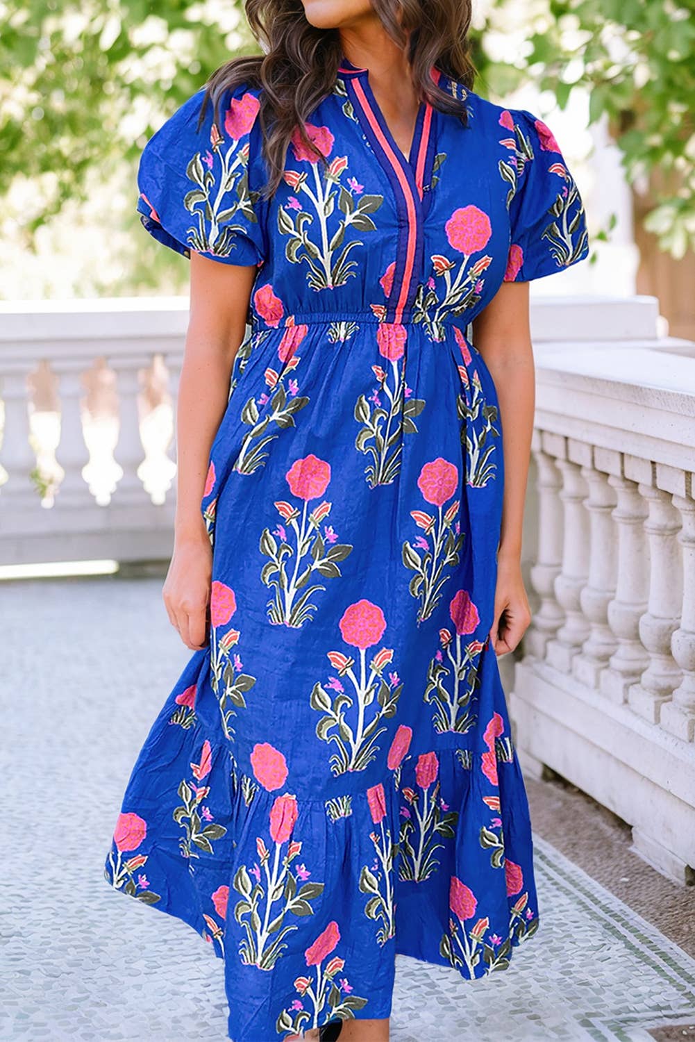 Floral Puff Maxi Dress
