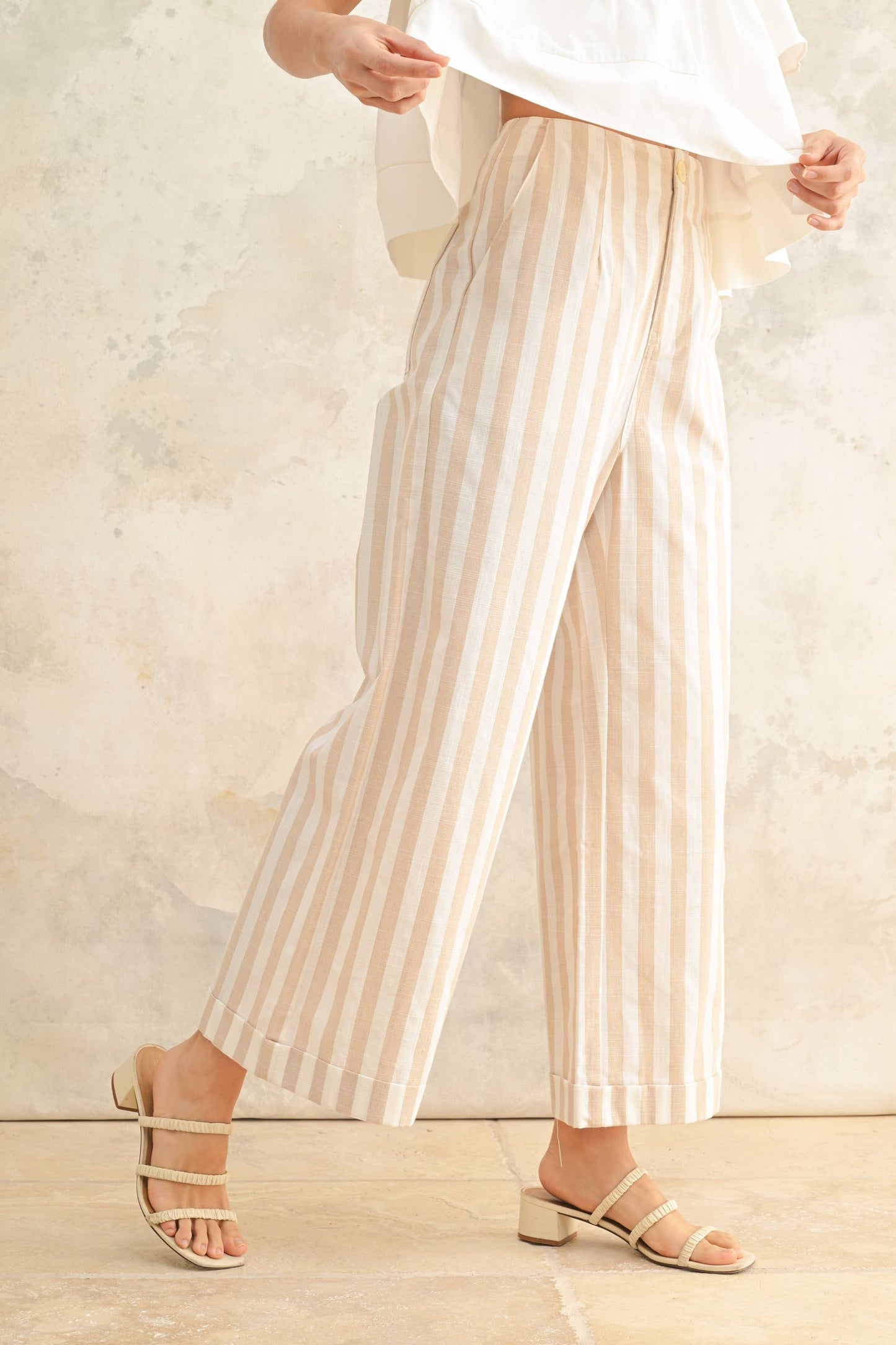 Linen Striped Pattern Trousers