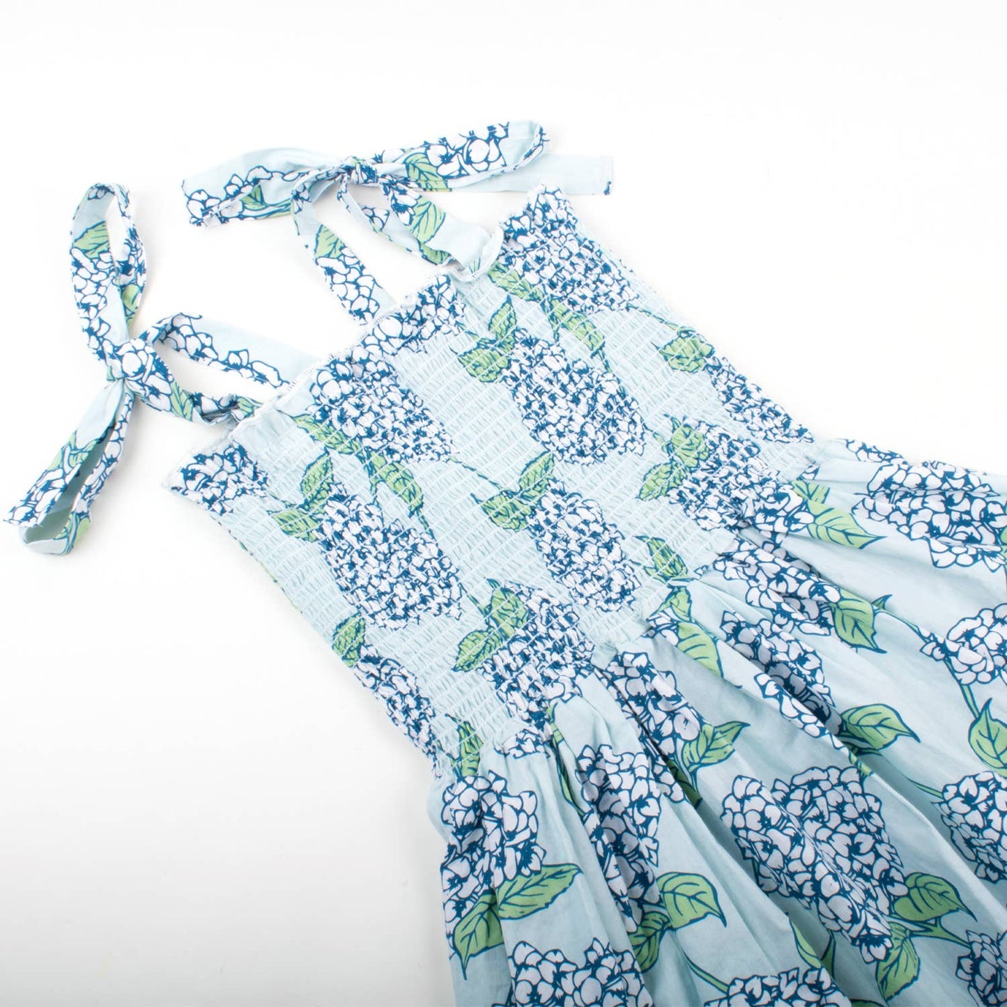 Hydrangea Stem Tie Top Smocked Dress