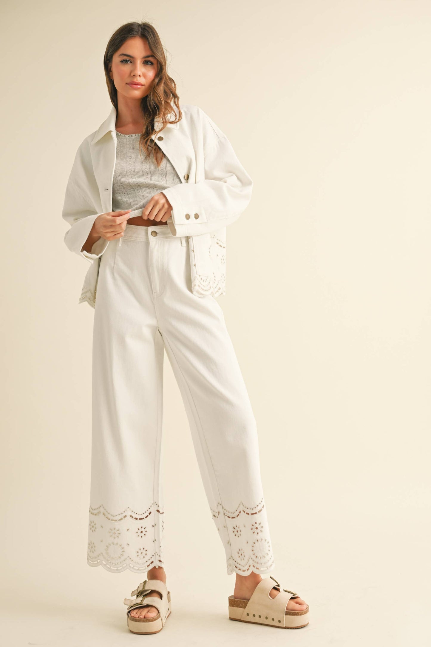 Embroidery Bottom Pants