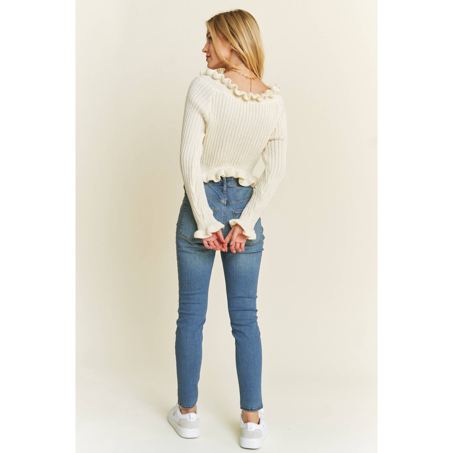 Off Shoulder Ruffle Sweater