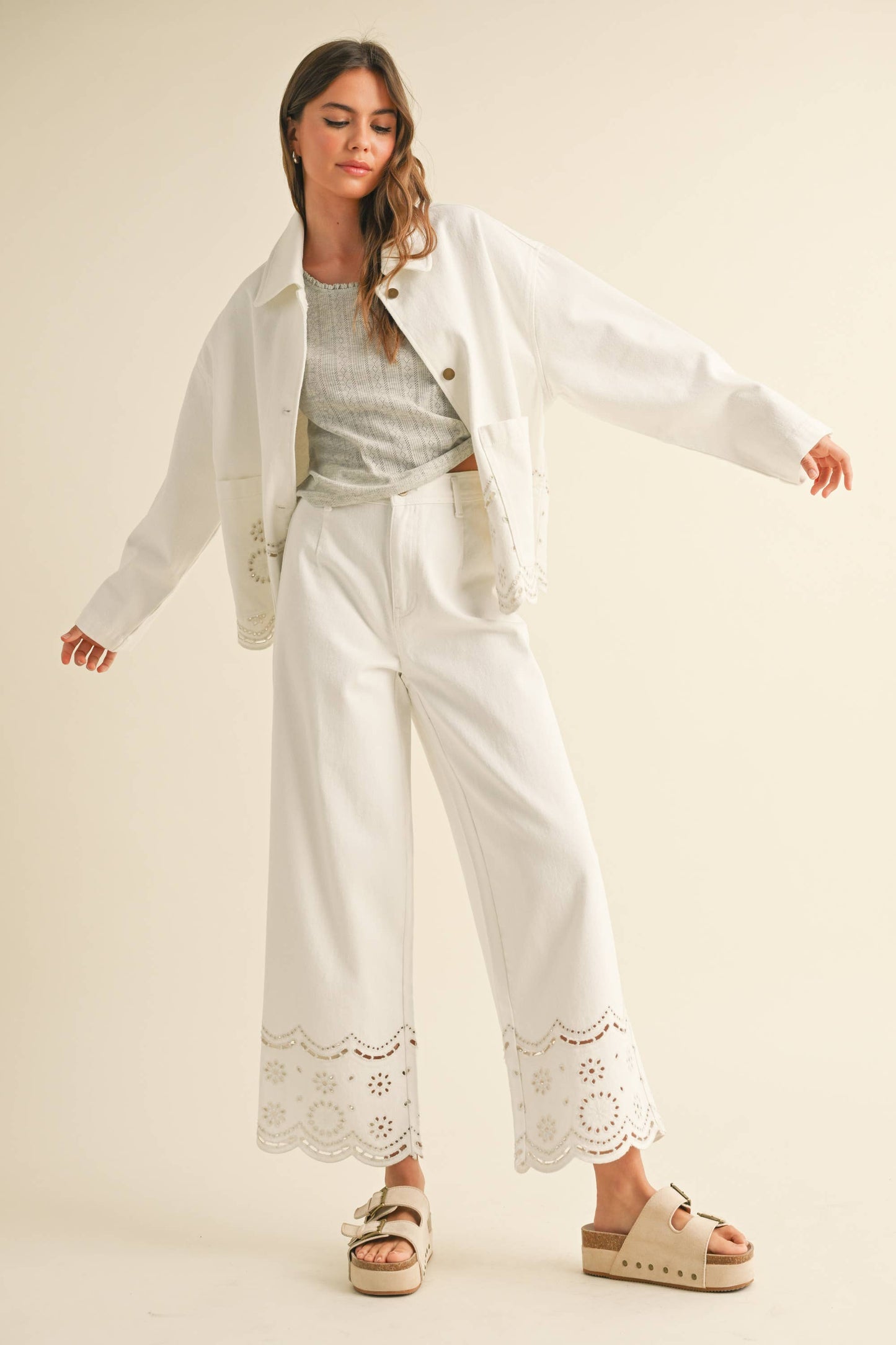 Embroidery Bottom Pants