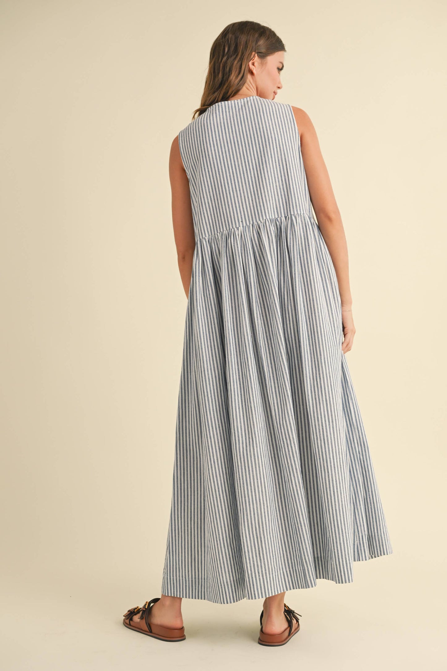 Blue Striped Bow Dress