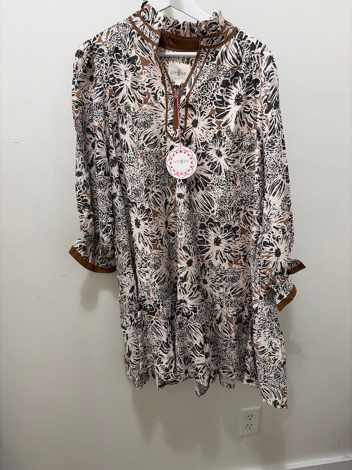 Taupe Printed Mini Dress