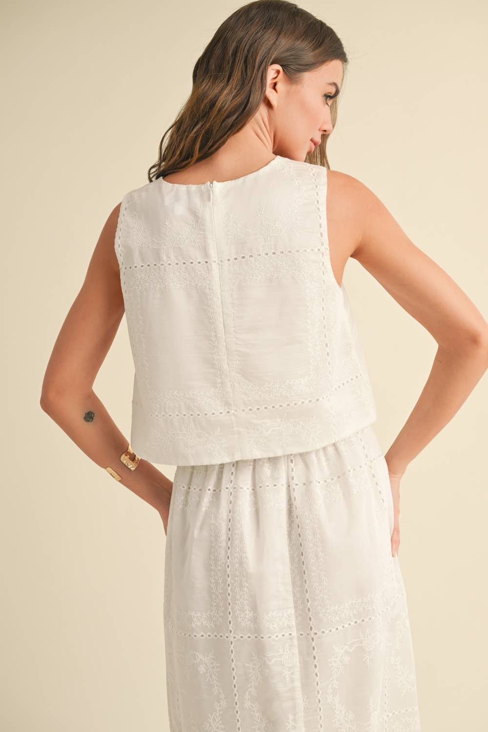 Eyelet Detail Sleeveless Top