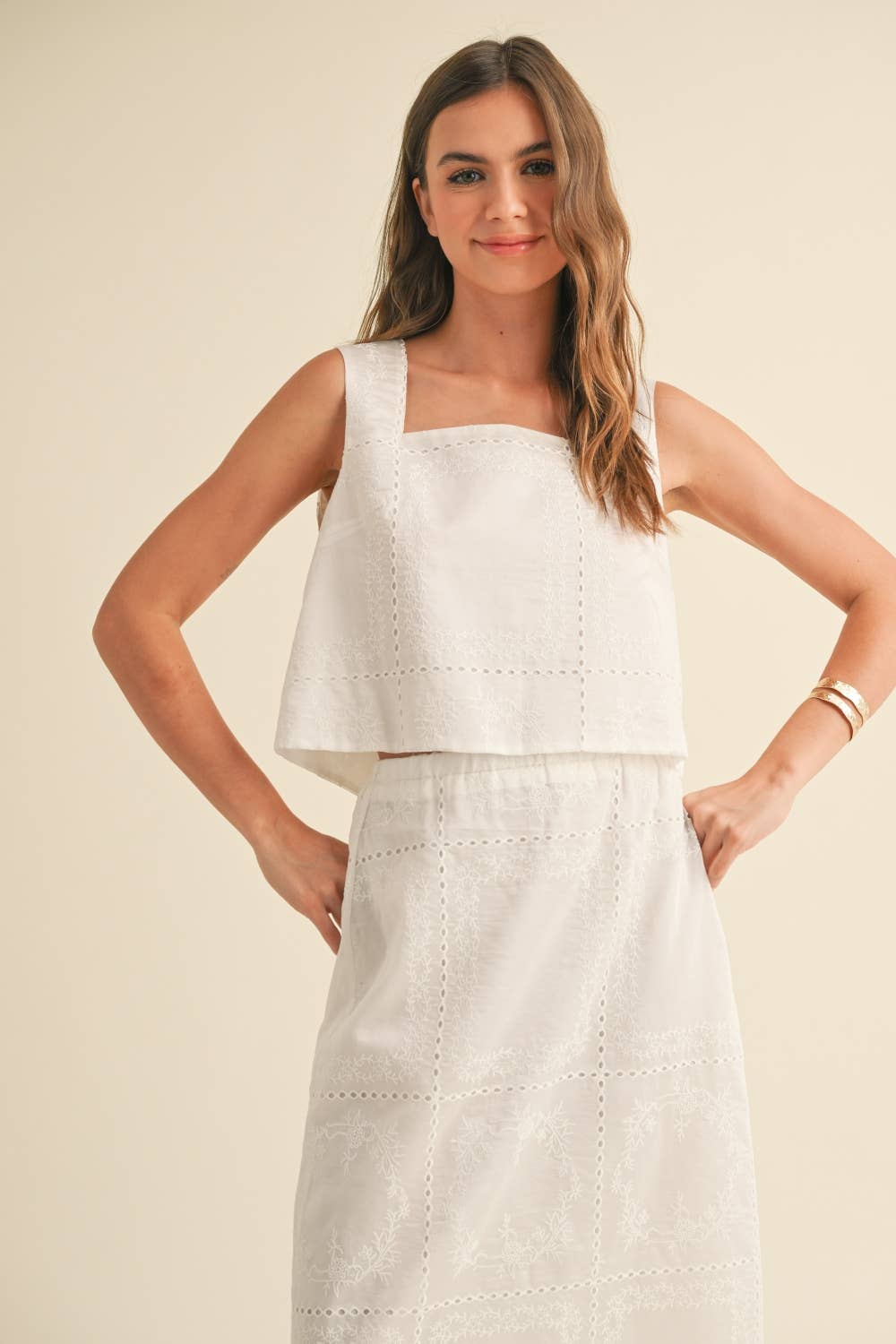 Eyelet Detail Sleeveless Top