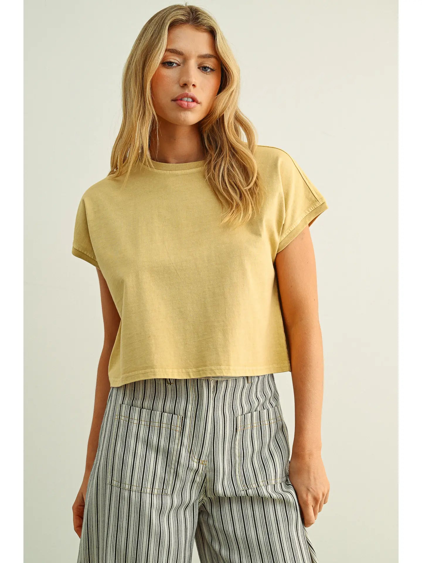 Washed Short Sleeve Top BUTTER