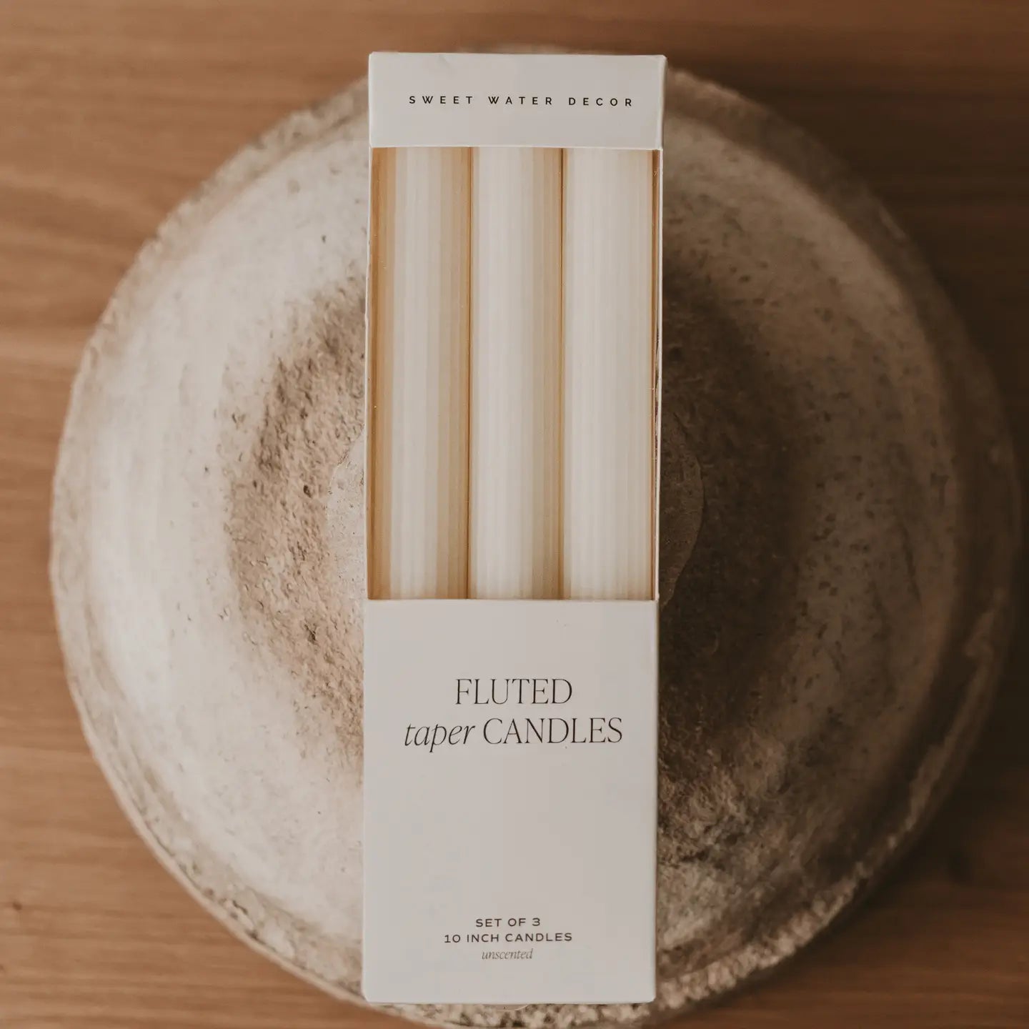 Set of 3 Fluted Taper Candles