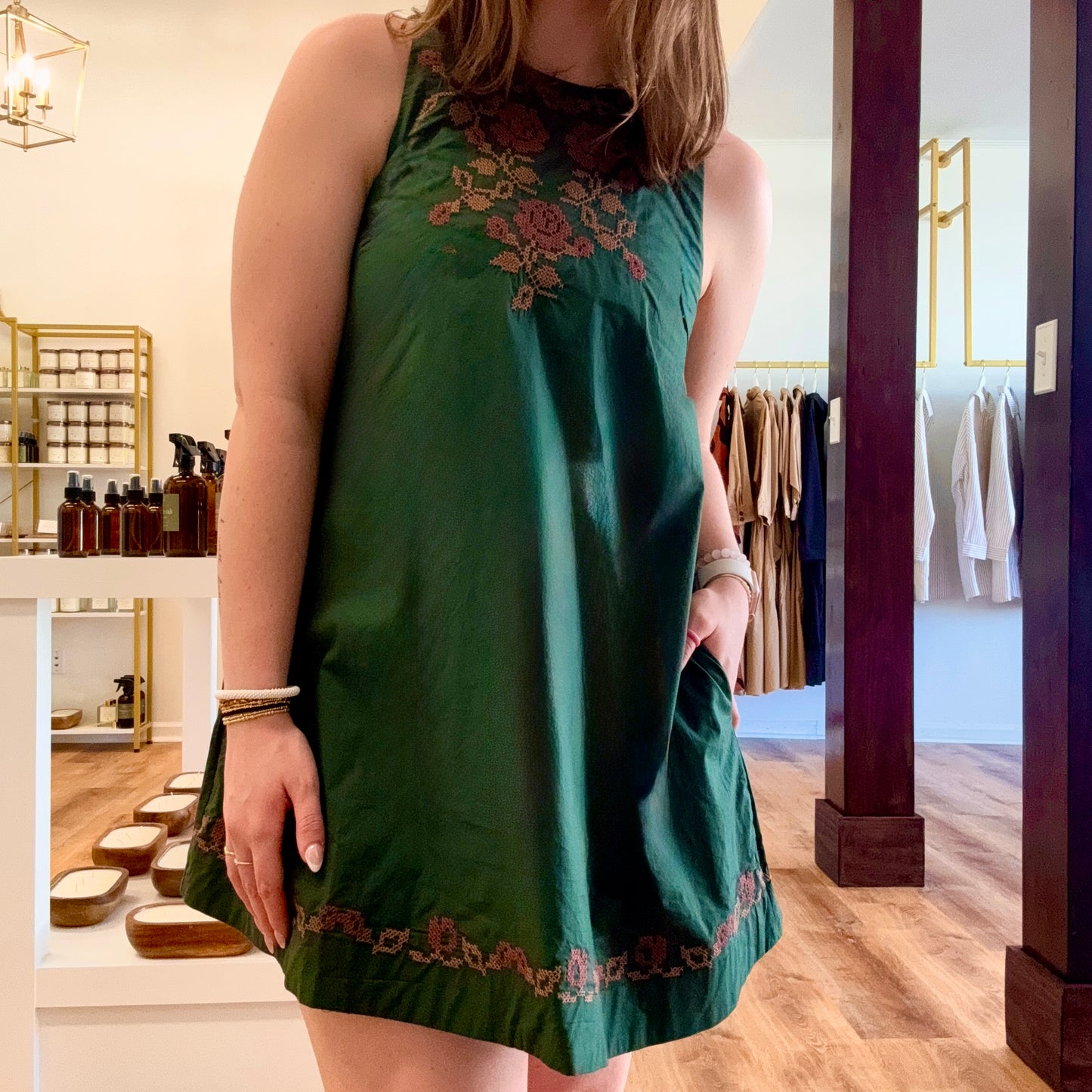 Hunter Green Sleeveless Dress