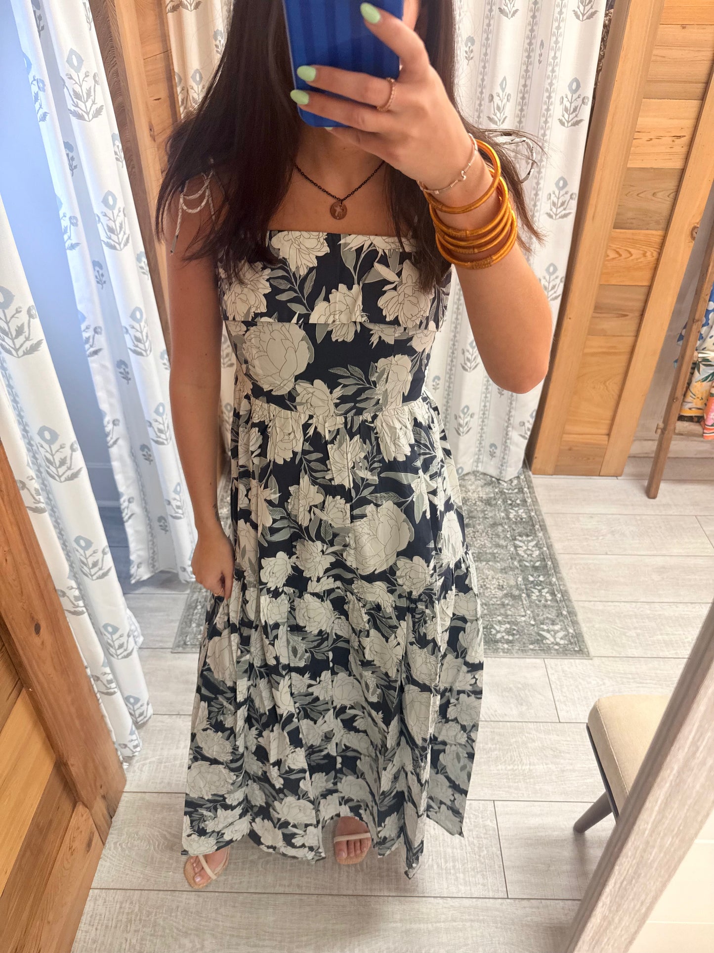 Floral Shoulder Tie Maxi