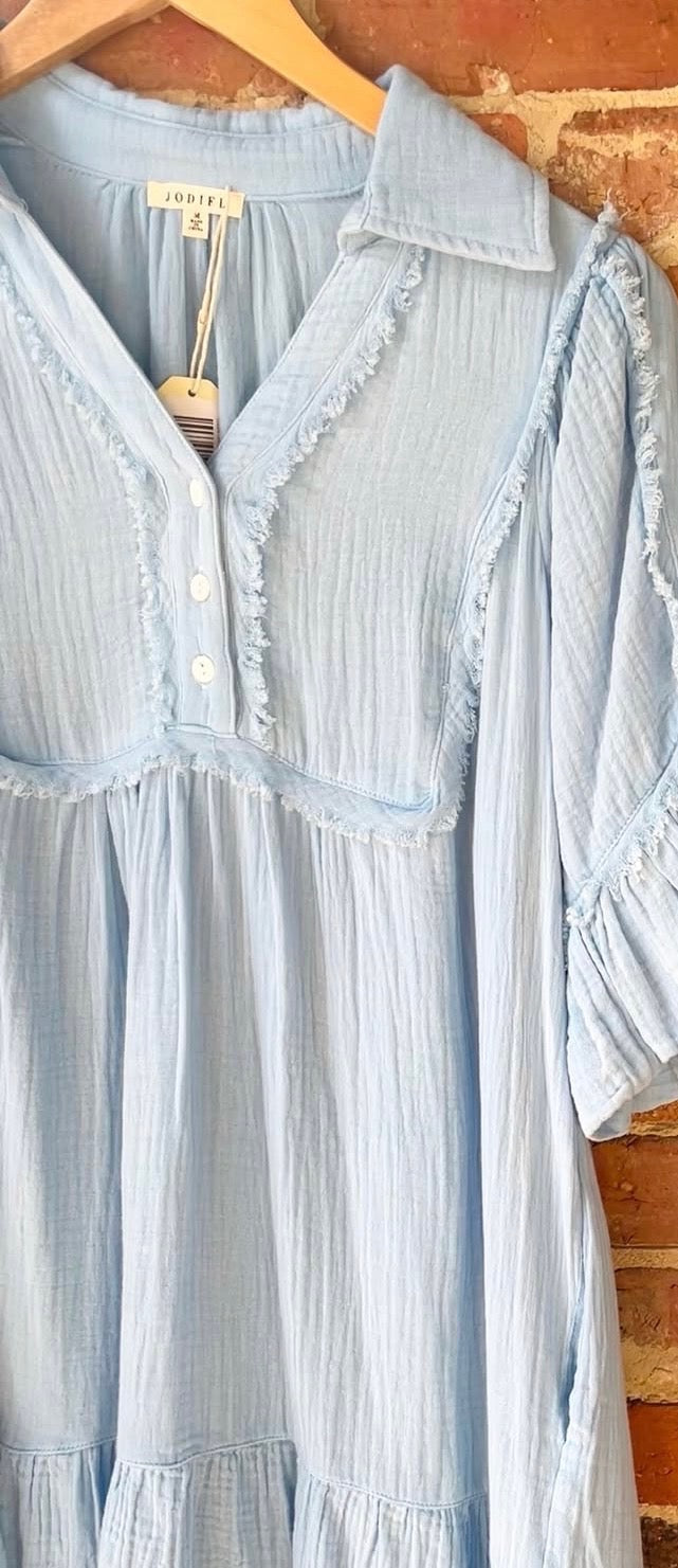 Gauze Dress Open Neck