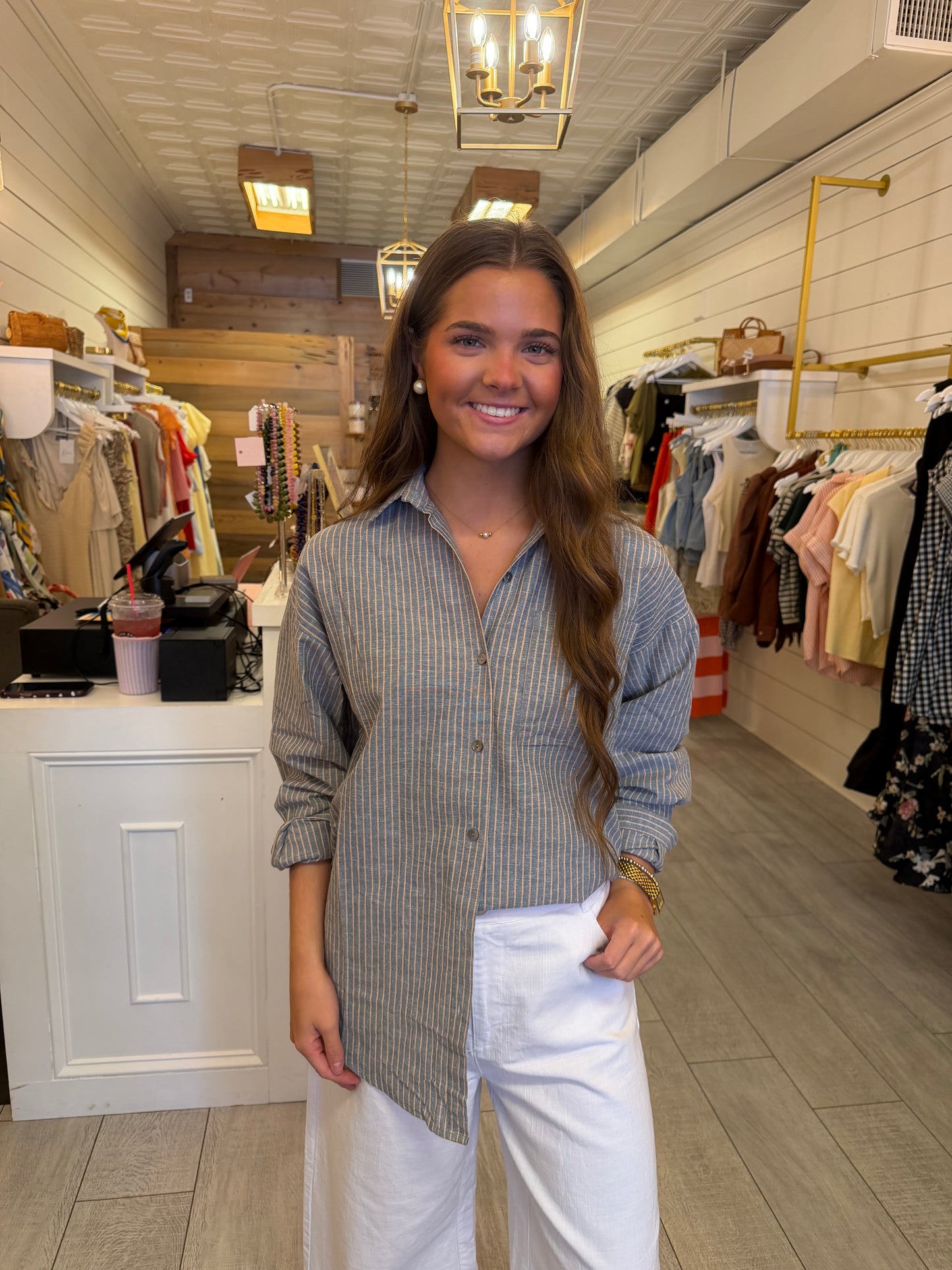 Blue Button Up