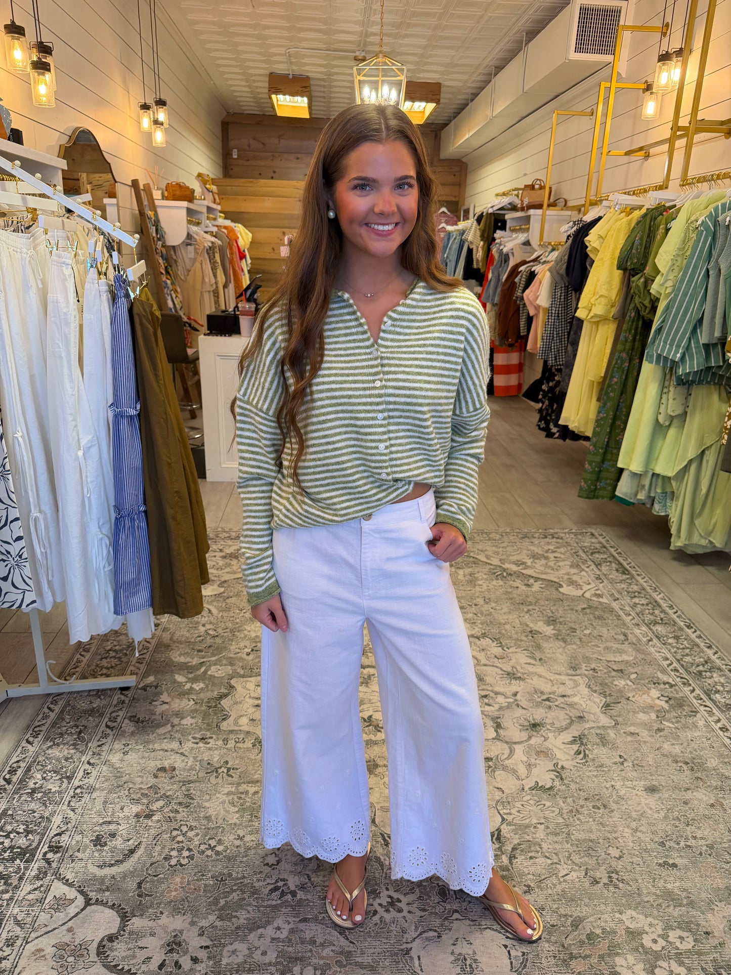 Green Stripe Cardigan