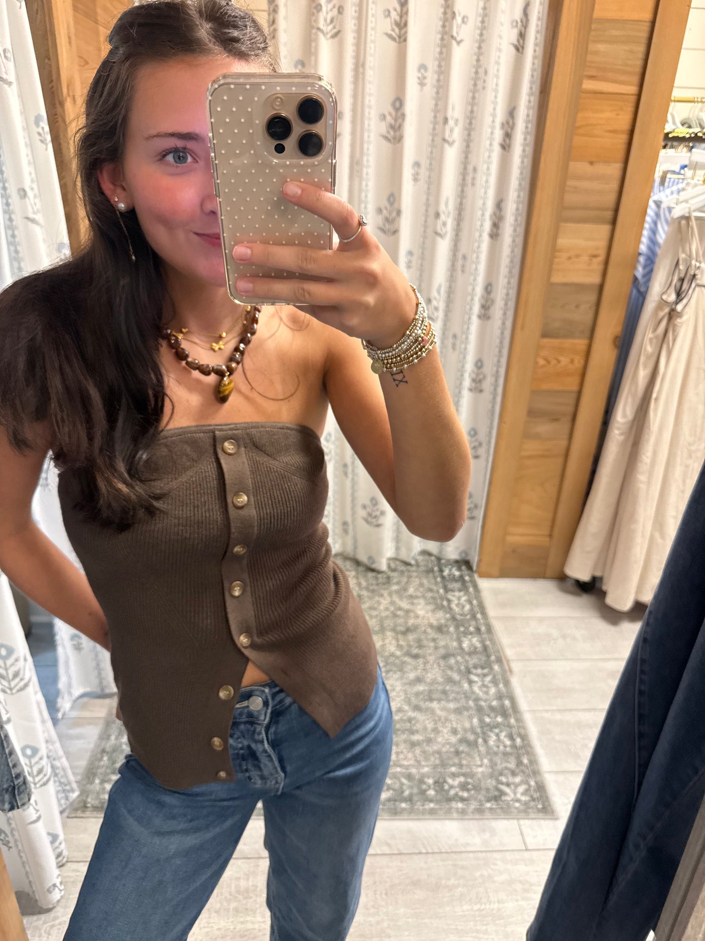Ribbed Brown Tube Top