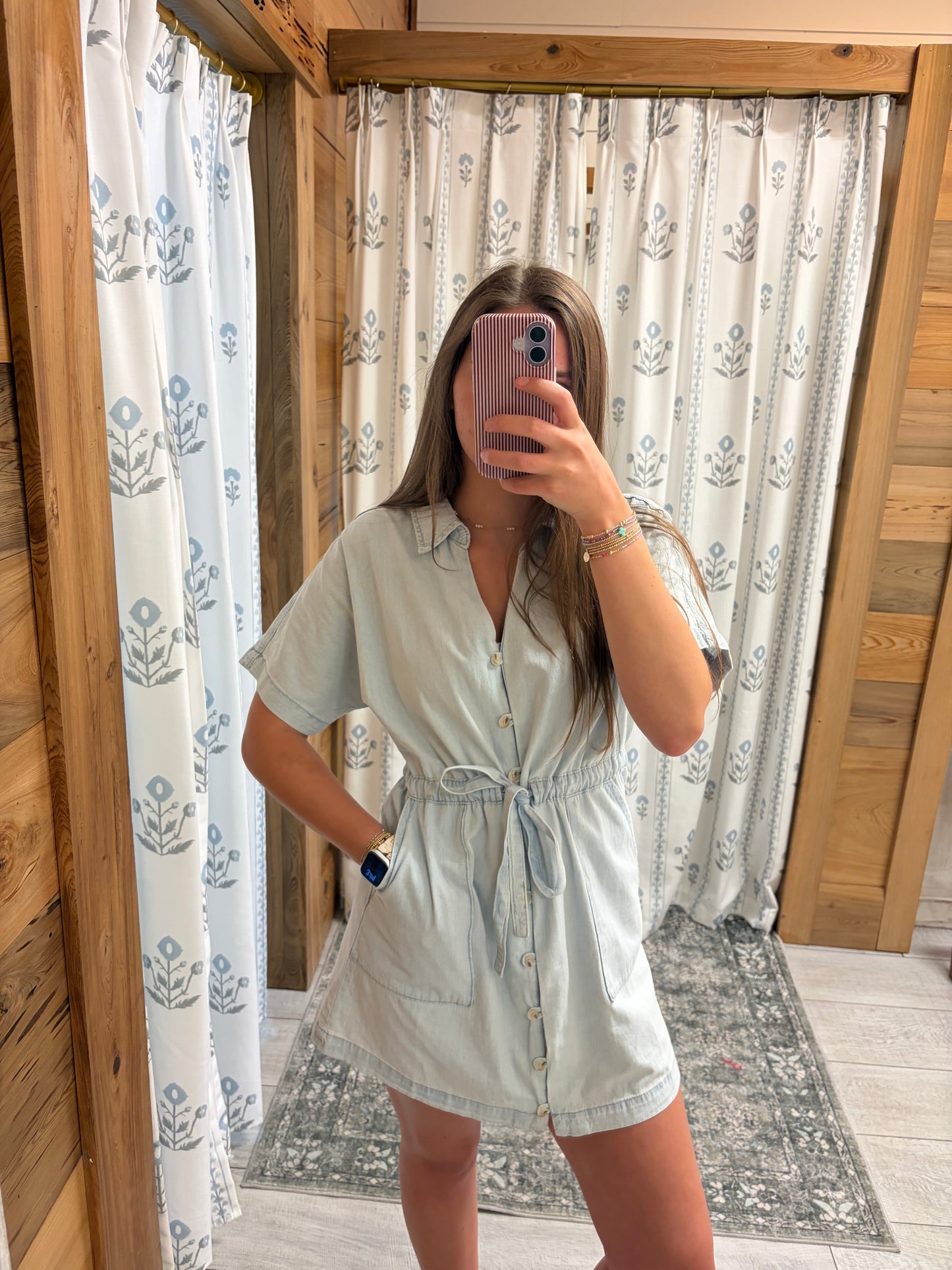 Collared Denim Mini Dress