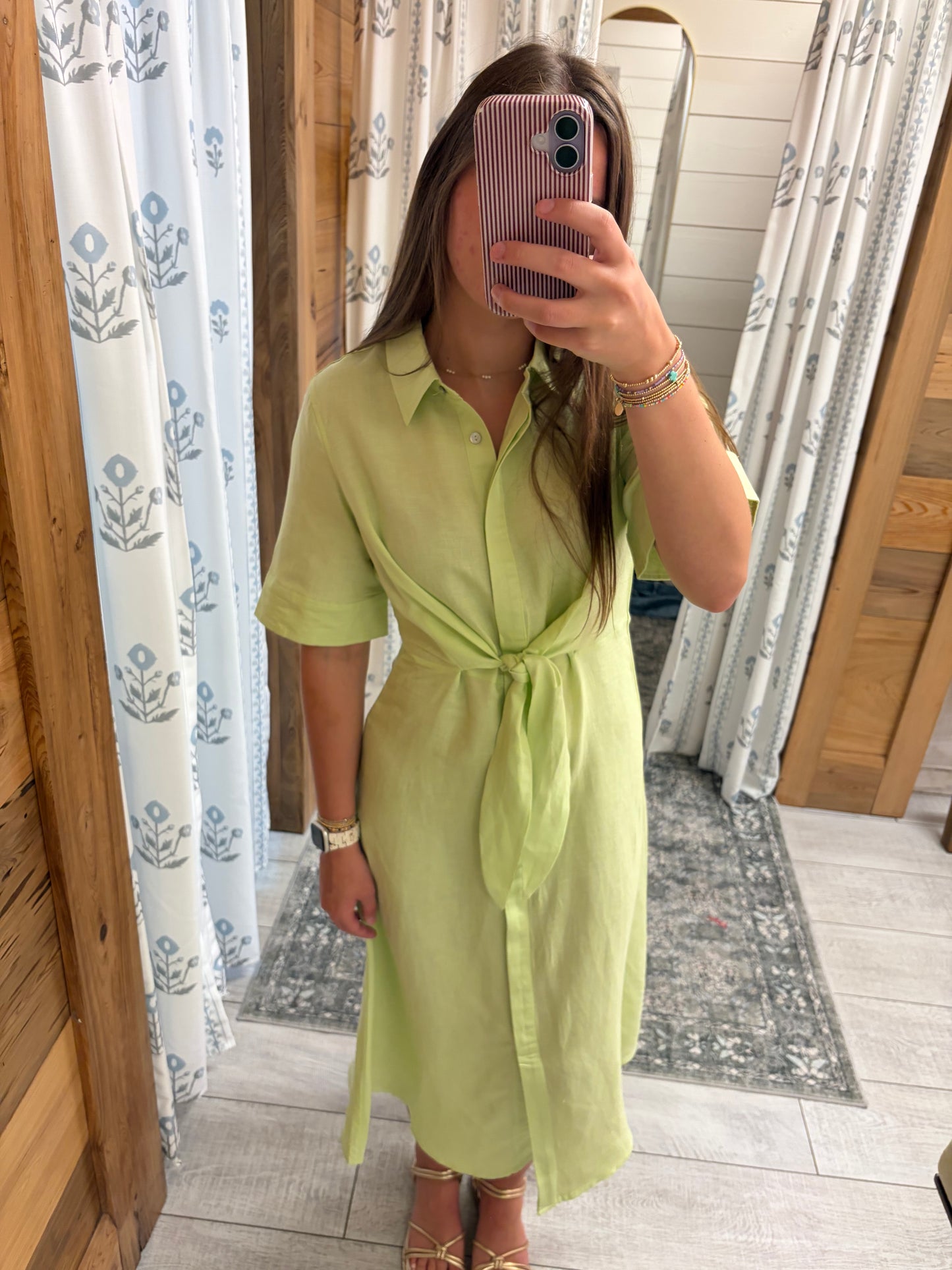 Lime Tie Waist Midi Dress