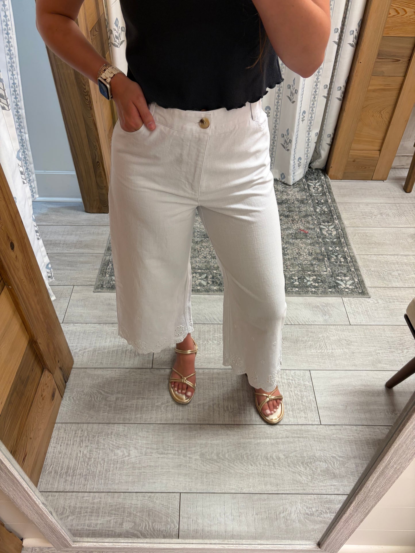 Eyelet Hem Pants