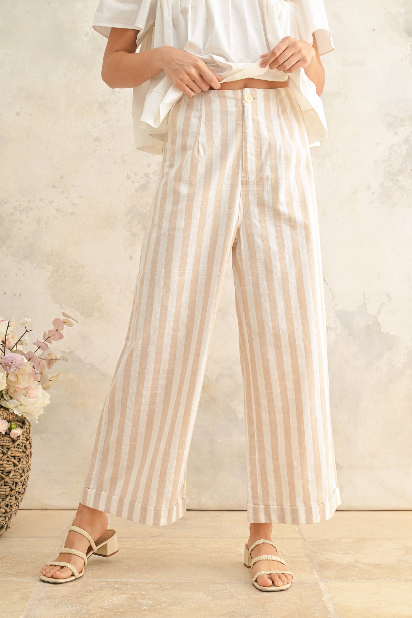 Linen Striped Pattern Trousers
