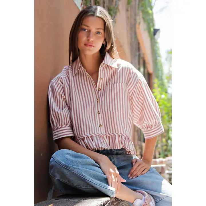 Wine Striped Blouse