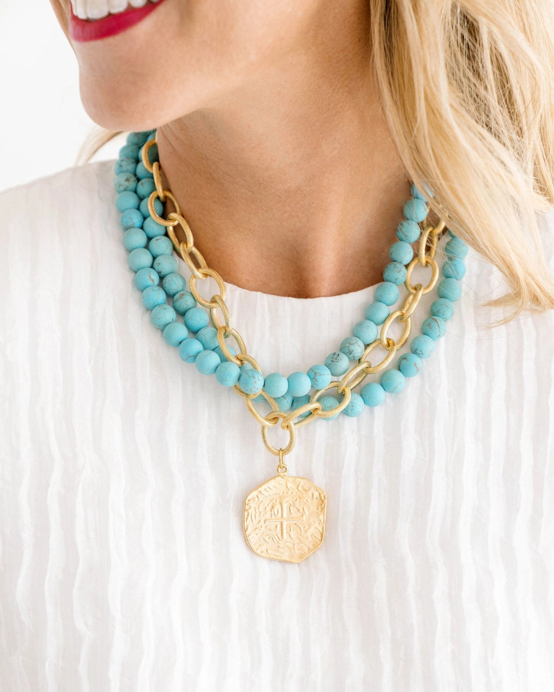 Turquoise + Coin Necklace