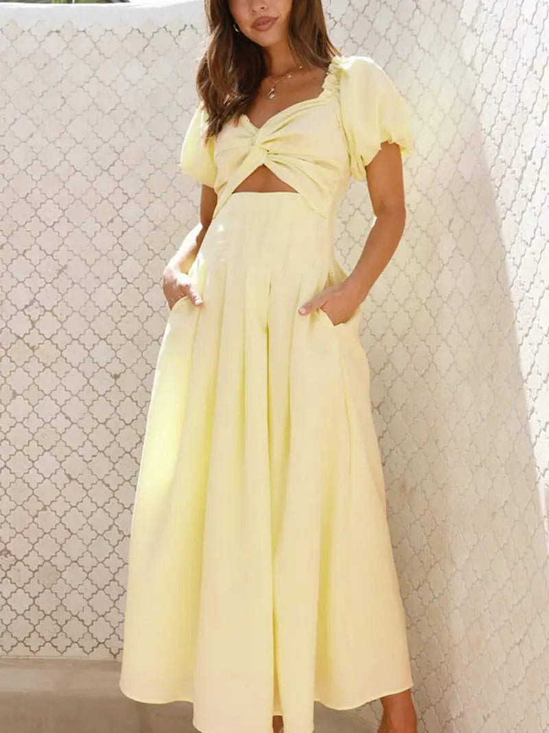 Cut Out Yellow Maxi Dress