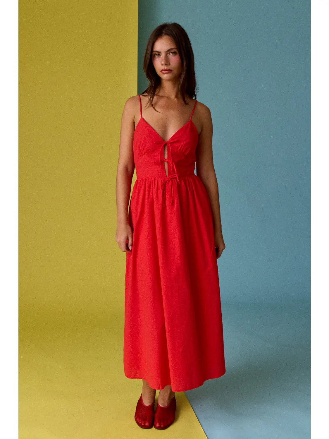 Emma Tie Front Midi Dress