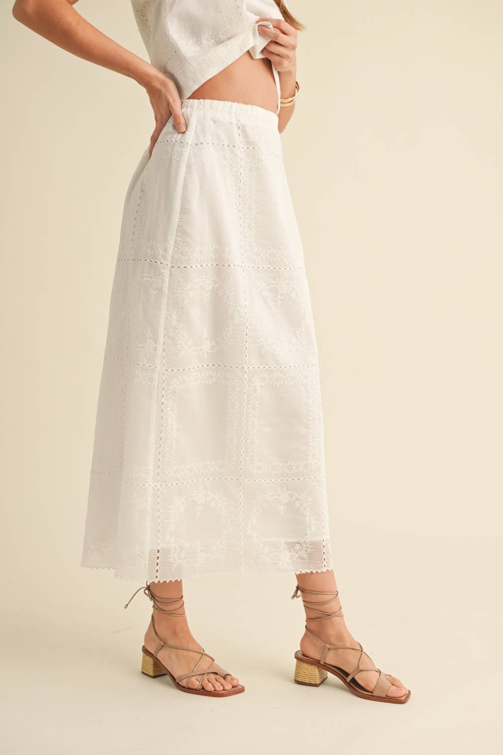 Eyelet Detail Skirt
