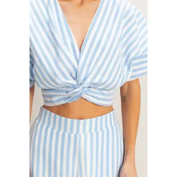 Striped Twist Front Top