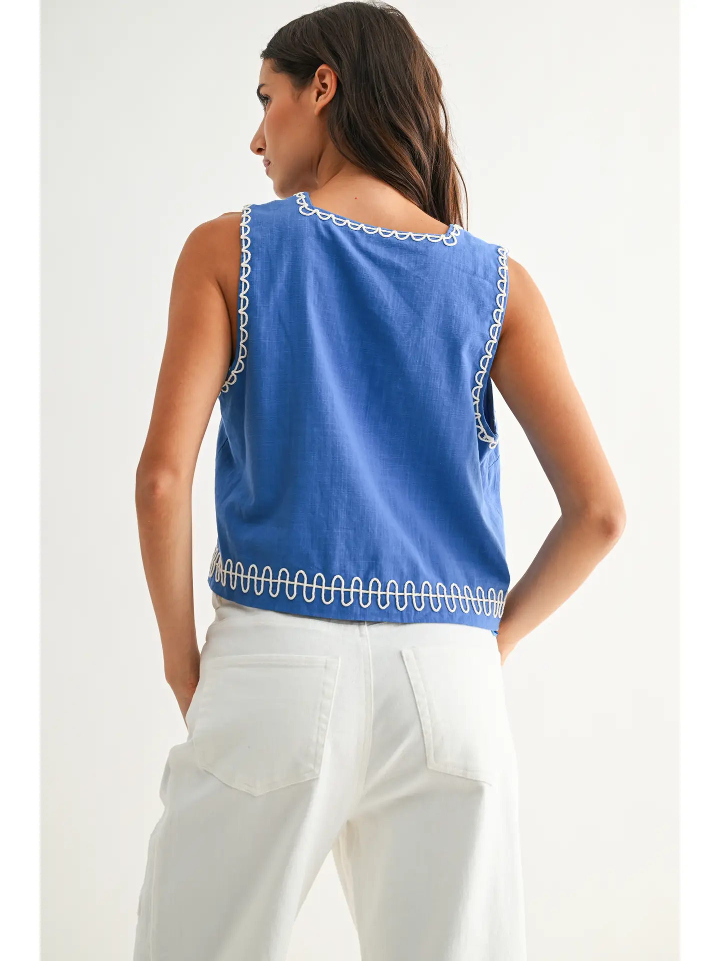 Embroidered Sleeveless Top