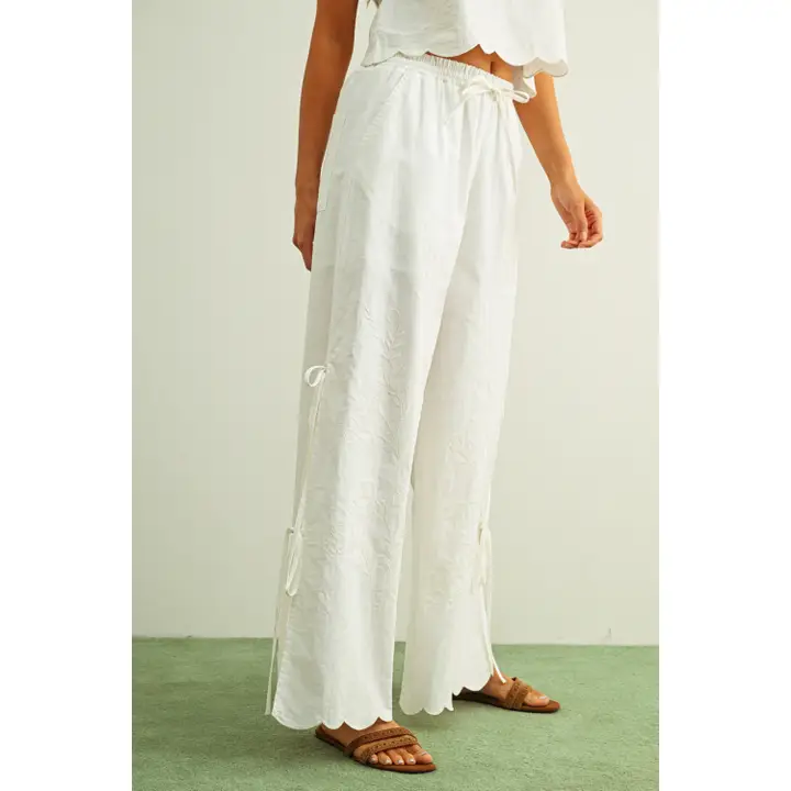 Embrodiery with Tie On the Side Pants