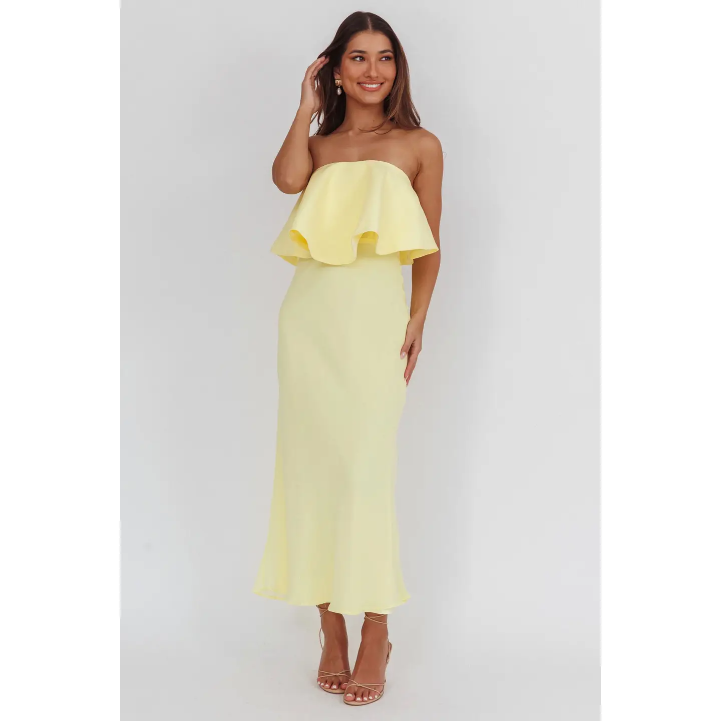 Strapless Ruffled Maxi Dress