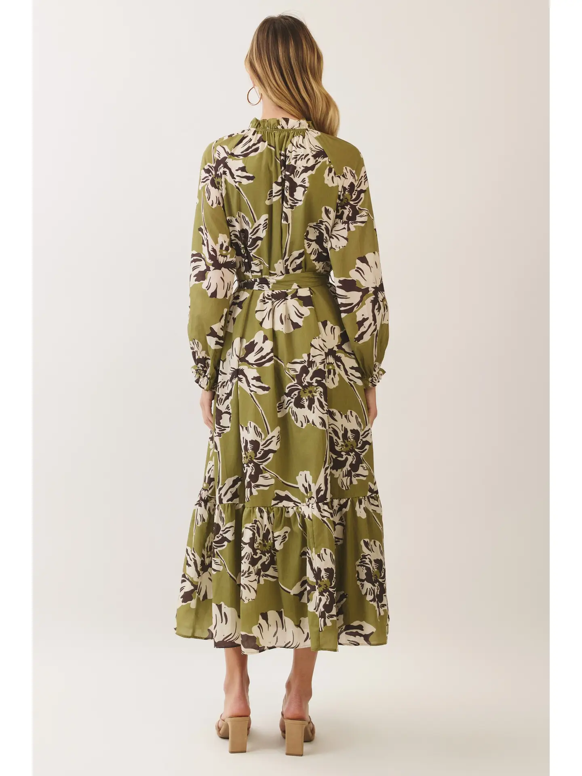 Floral Print Belted Maxi Dress