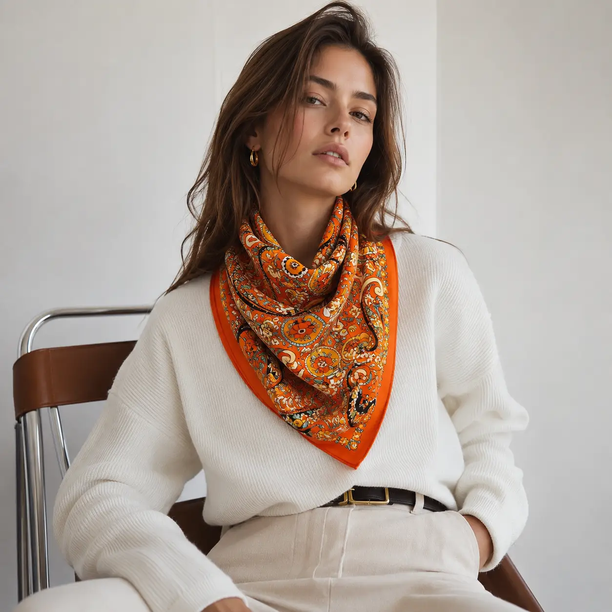 Orange Silk Scarf