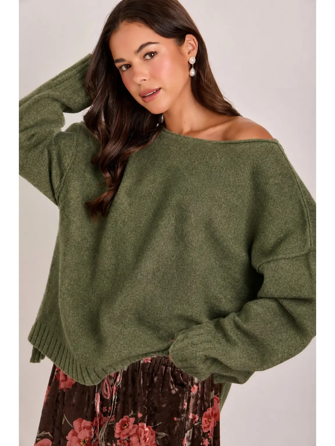 Olive Boatneck Sweater
