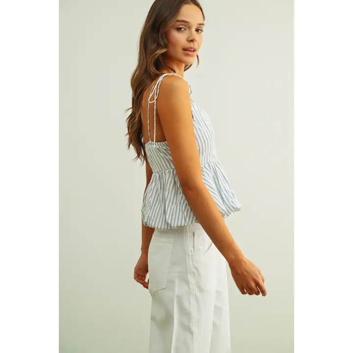 Stripe Printed Ballon Bottom Top