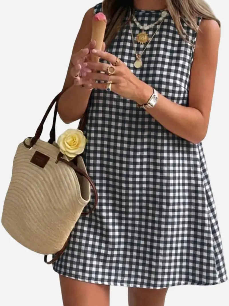 Sleeveless Gingham Dress