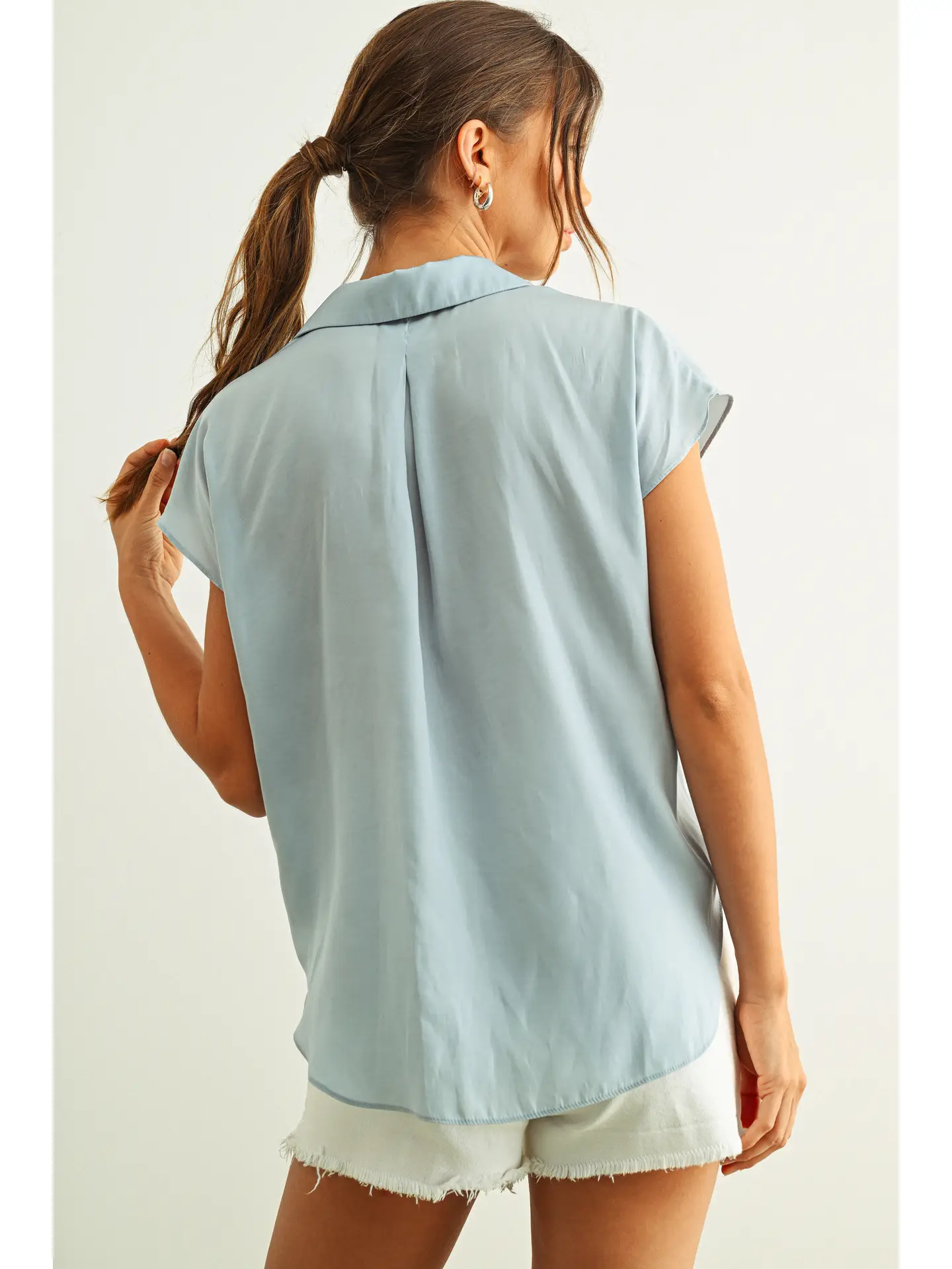 Button Down Cap Sleeve
