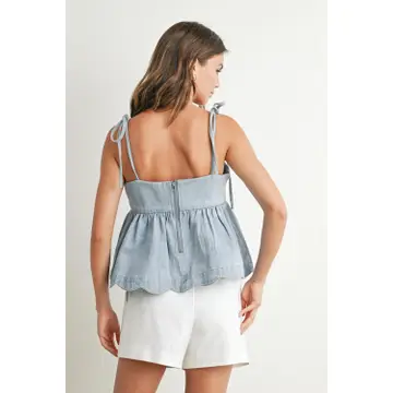 Denim Tie-Strap Top