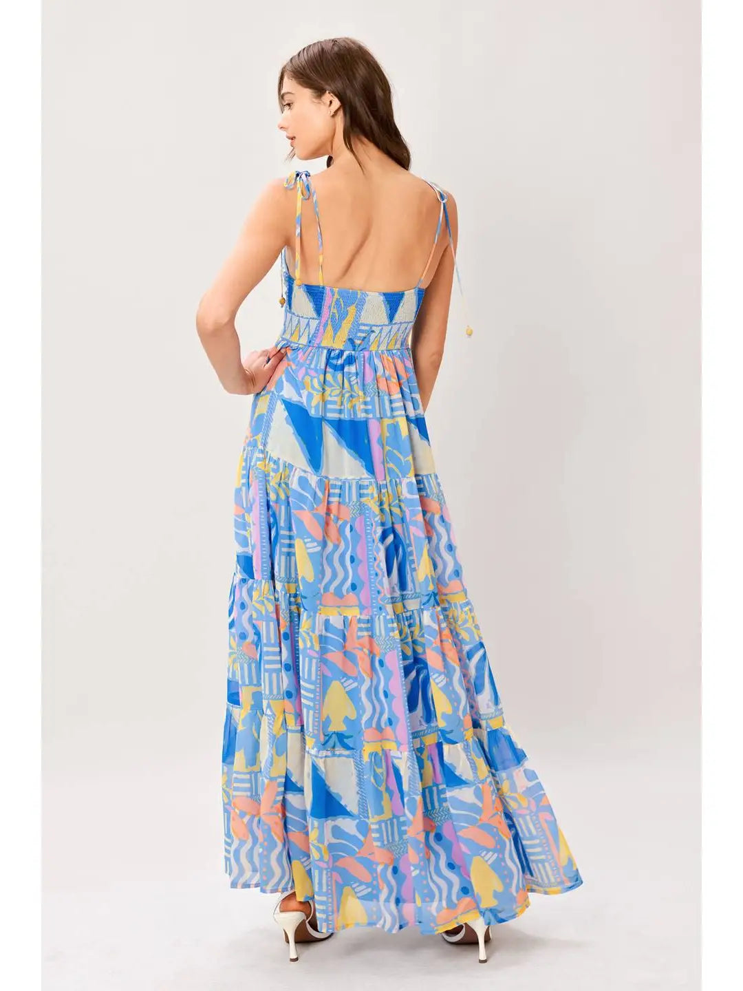Blue Printed Maxi Dress