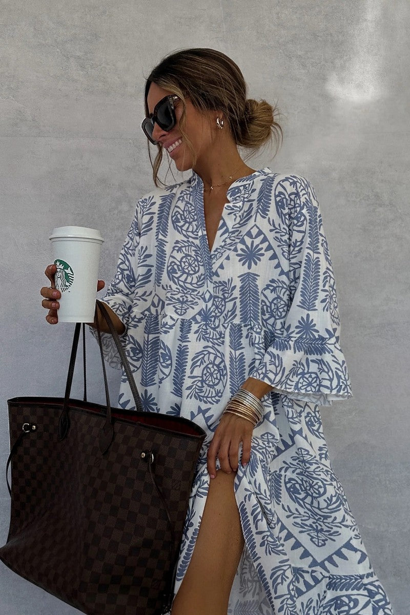Blue Printed Dress