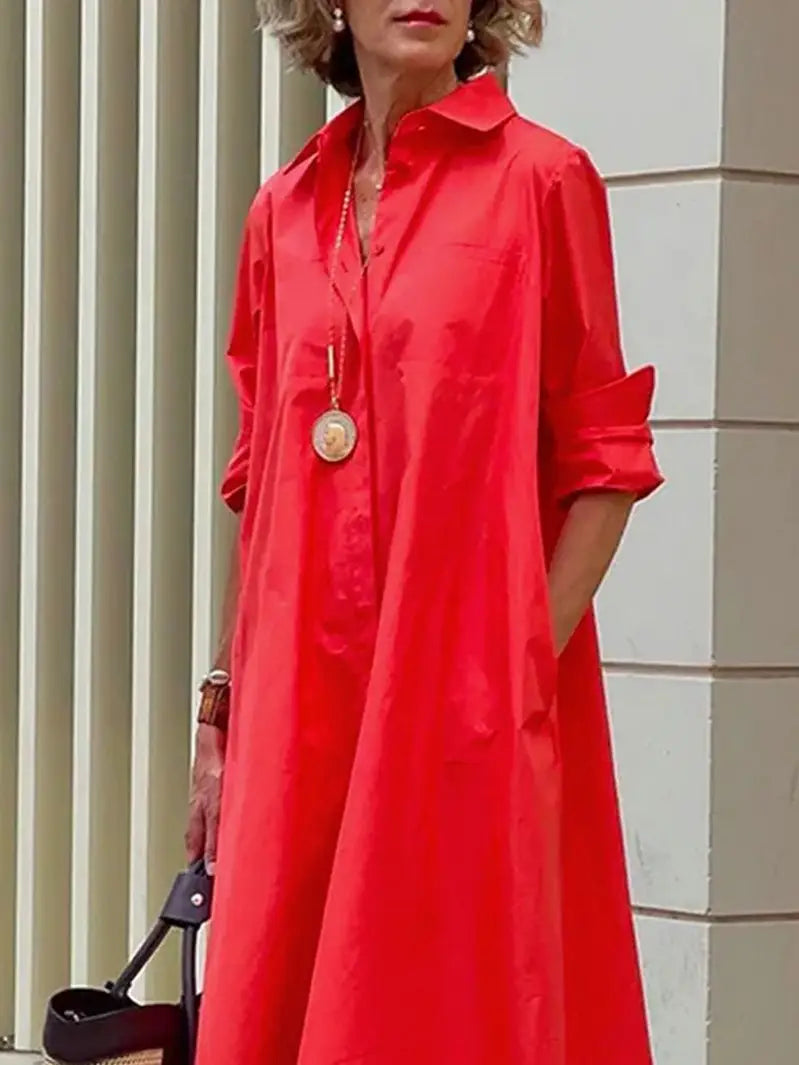 Red Button Down Dress