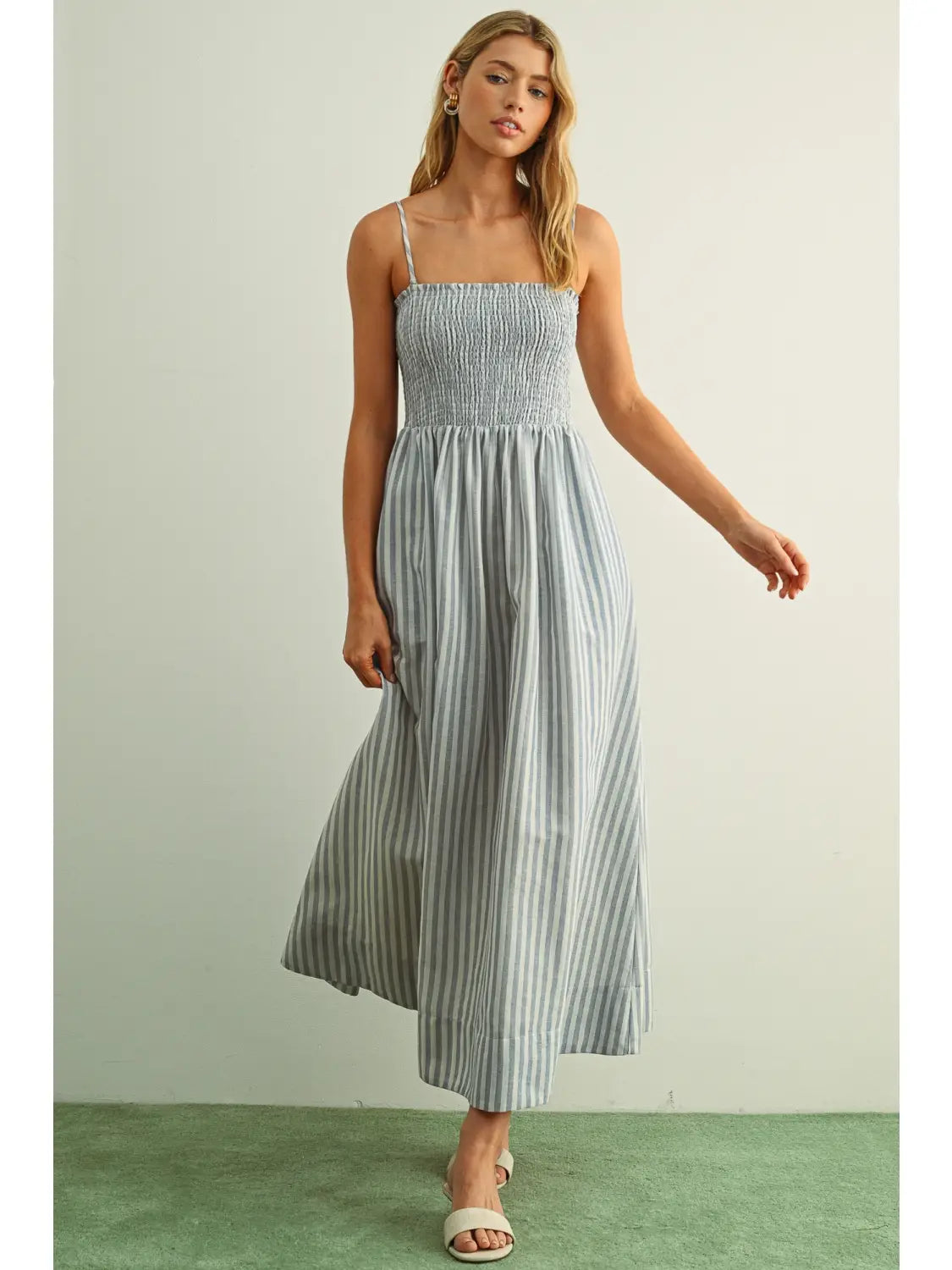 Blue Striped Maxi Dress