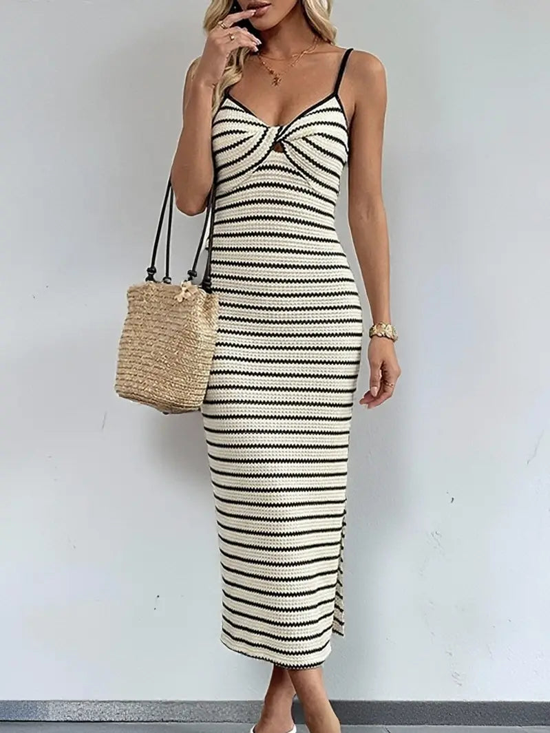 Twisted Stripe Maxi Dress