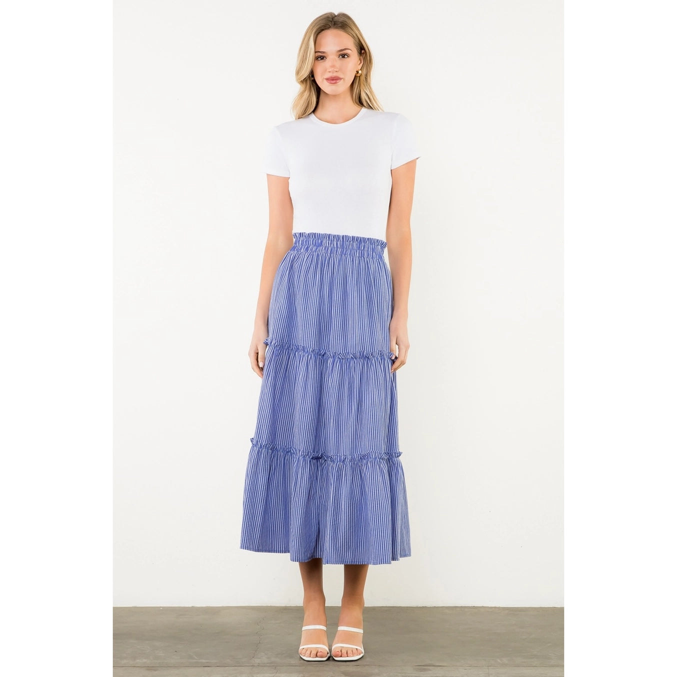 Tiered Striped Skirt