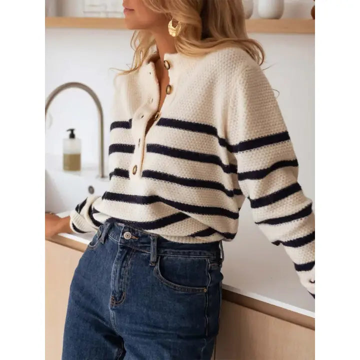 Cream Striped Pullover