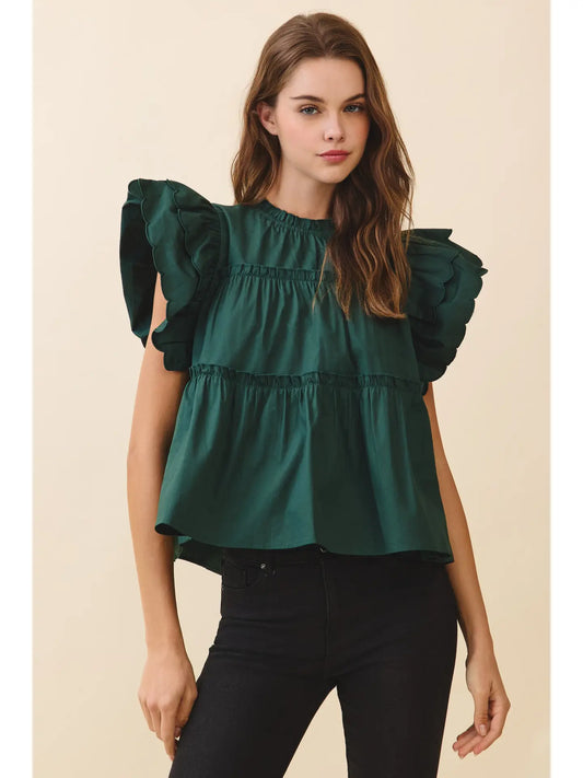 Green Poplin Top