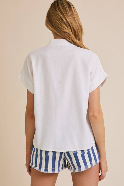 Flare Hem Top V-Neck