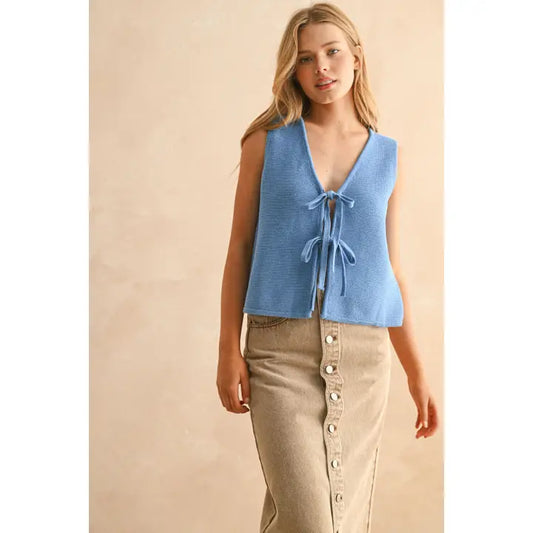 Blue Tie Top
