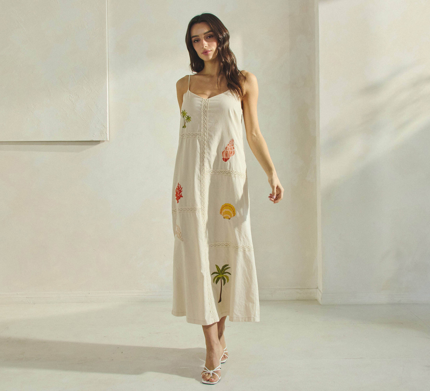 Tropical Embroidered Maxi Dress