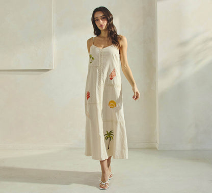 Tropical Embroidered Maxi Dress